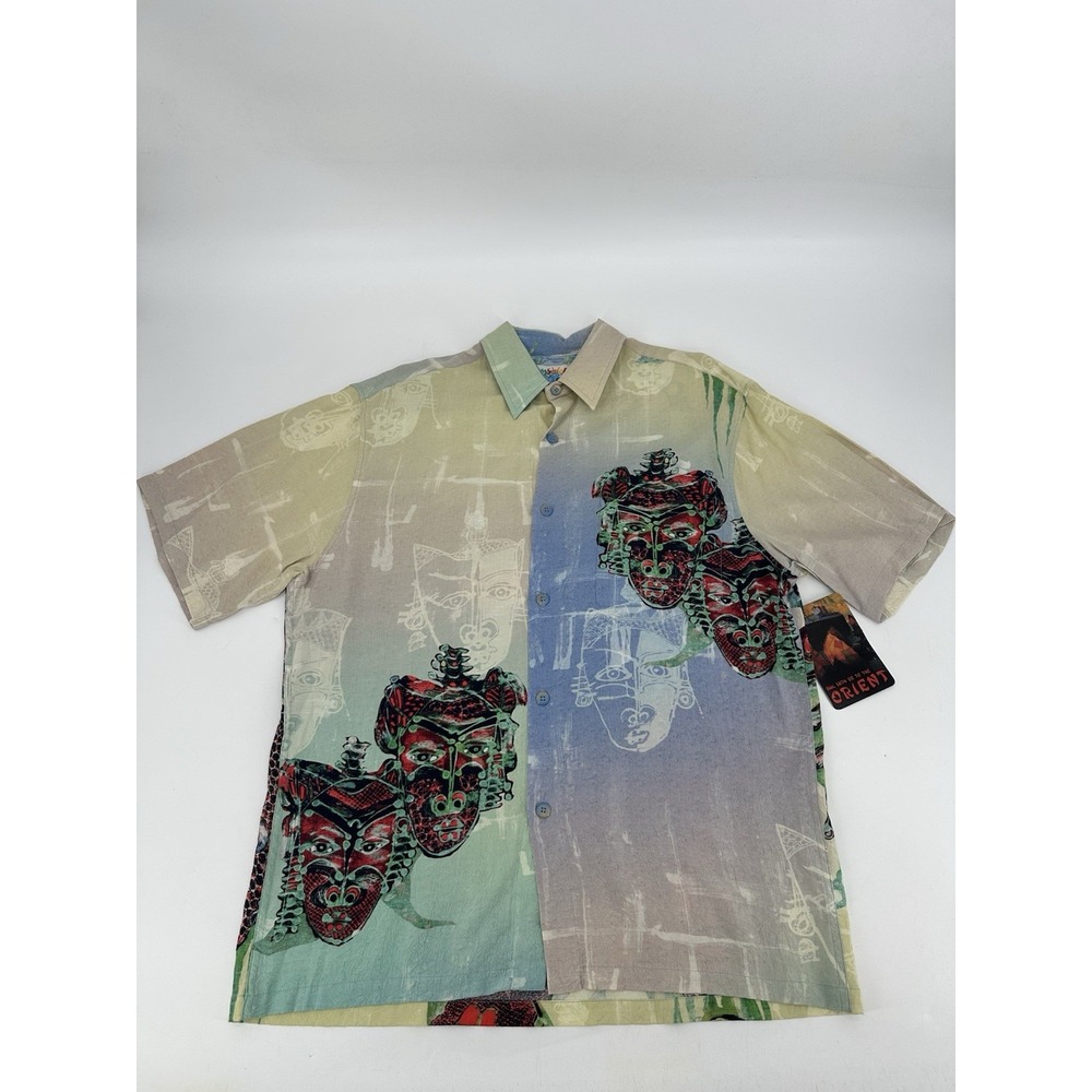 NWT RARE VTG Jams World Limited Edition Button Up‎ Hawaiian Shirt Mayan Mask M